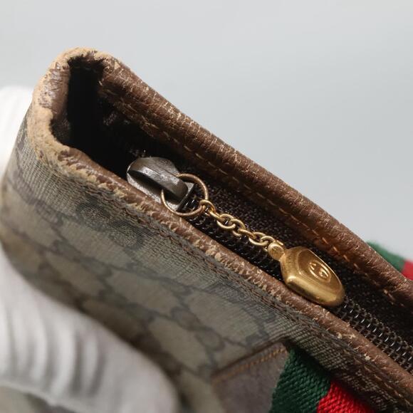 GUCCI GG Supreme Web Sherry Line Tote Bag Pvc Beige Green Red - Picture 15 of 16